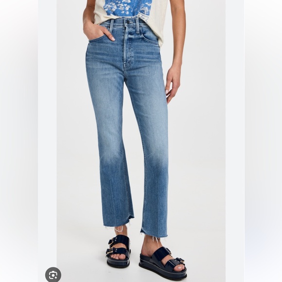 MOTHER Denim - MOTHER High-Rise Straight Crop Jeans in Medium Blue